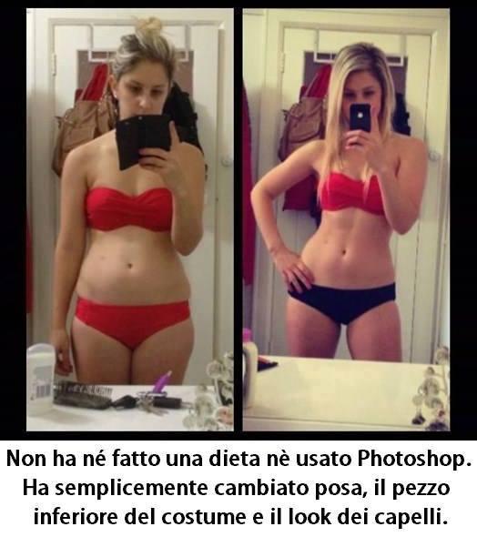 Foto Divertente: Donna che cambiando posa cambia anche il suo aspetto fisico