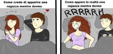 Foto Divertente: Ragazza che dorme vicino al fidanzato