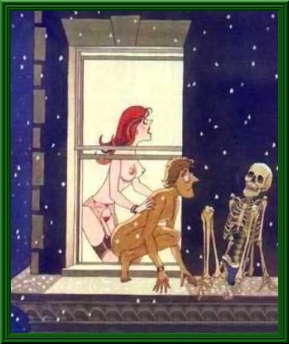 Foto Divertente: Amante nudo che viene messo sul balcone e trova uno scheletro