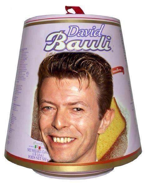 Faccia di David, soprannominato Bauli, su un pandoro