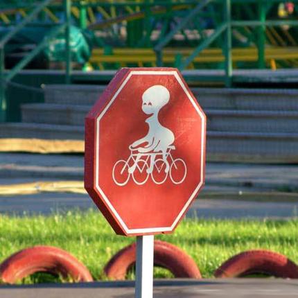 Segnale di polpo in bicicletta