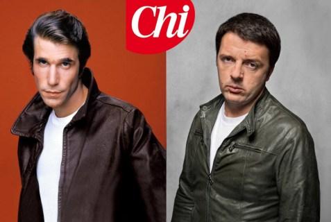 Foto Divertente: Renzi a confronto con Fonzie della sitcom HappyDays