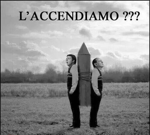 Foto Divertente: Un razzo con legato Berlusconi e Renzi