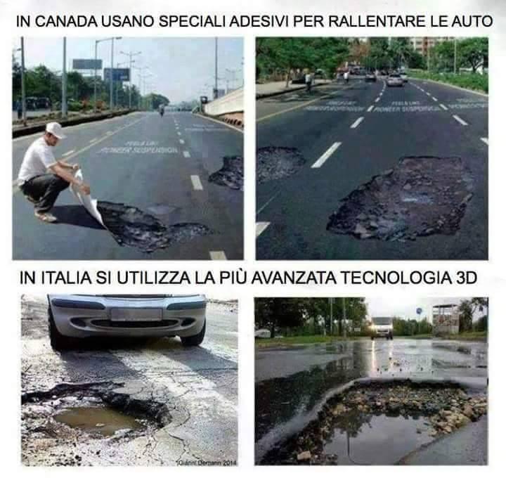 Segnali a forma di buche per far rallentare le auto