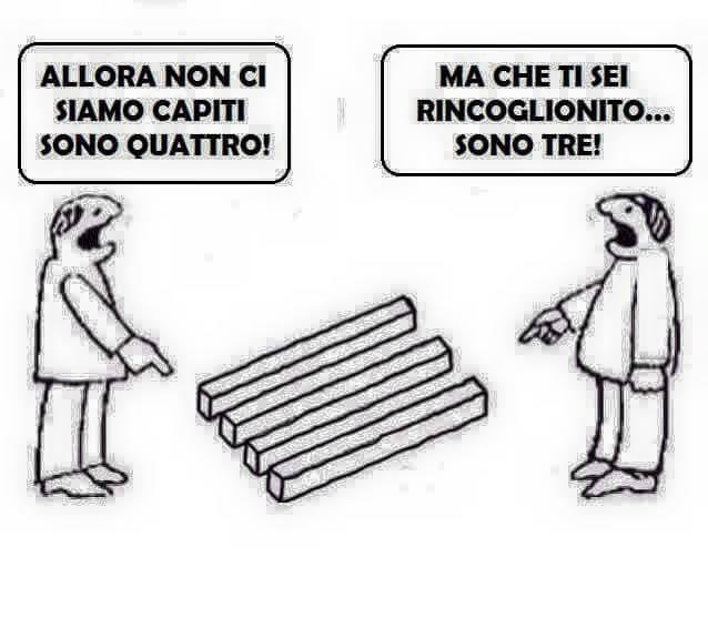 Foto Divertente: Discussione se le tavole sono tre o quattro