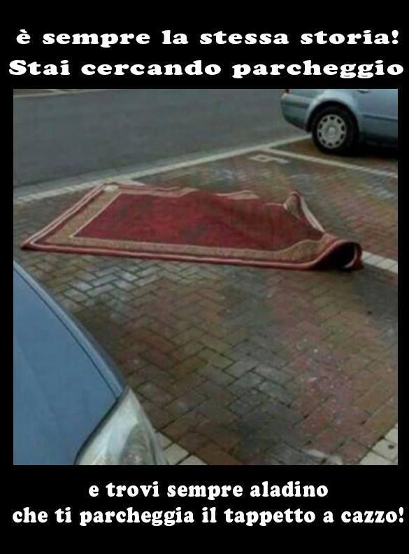 Un tappeto che occupa un parcheggio