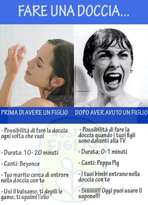 Foto Divertente: Donna che fa una doccia prima e dopo essere diventata mamma