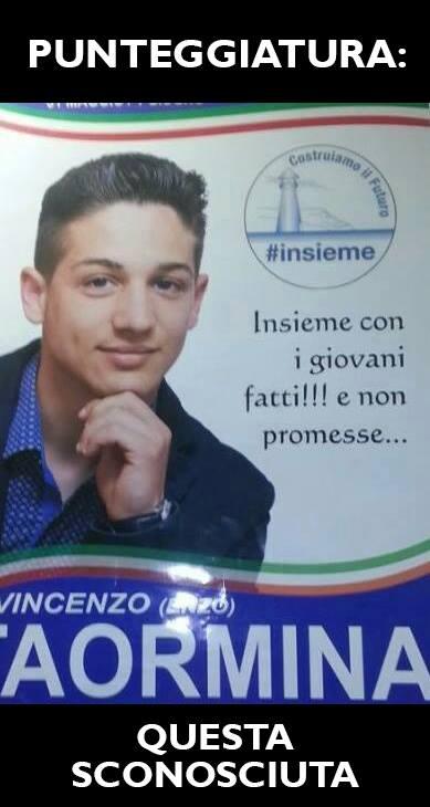 Manifesto elettorale con punteggiatura sbagliata