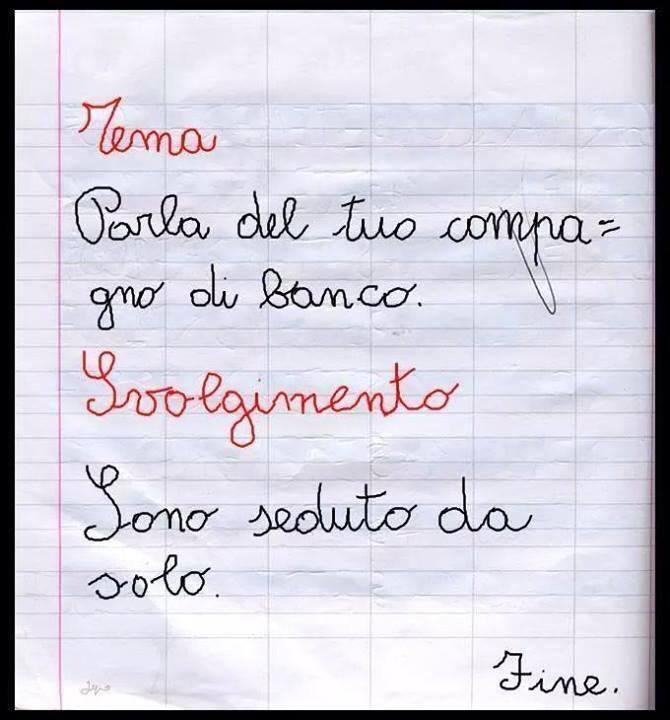 Foto Divertente: Tema di un bambino sul suo compagno di classe