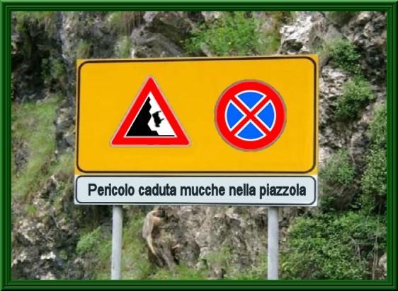 Foto Divertente: Cartello caduta mucche