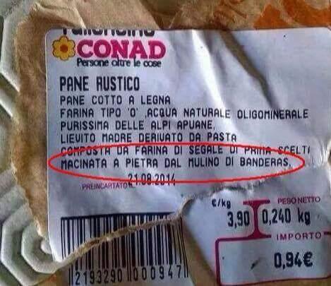 Foto Divertente: Etichetta Conad con scritto macinata al mulino di Banderas