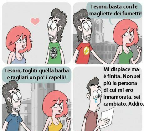 Foto Divertente: Vignetta dove la ragazza chiude relazione perchè è cambiato
