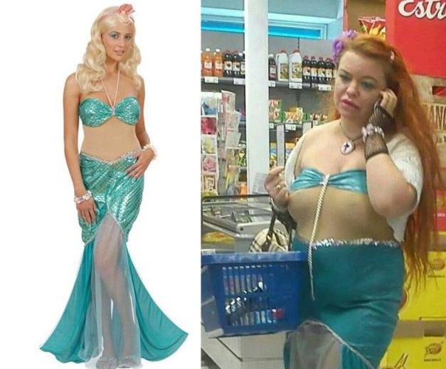 Foto Divertente: Vestito da sirena indossato da donna in carne