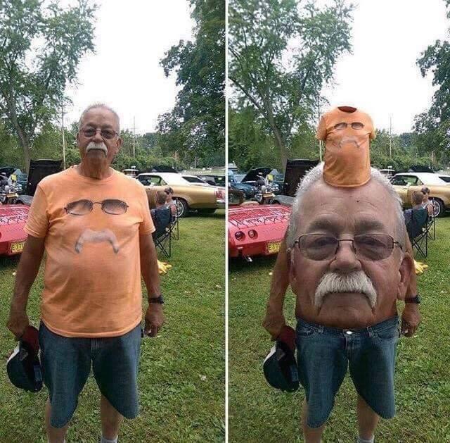 Foto Divertente: Uomo con maglia con stampato il suo viso