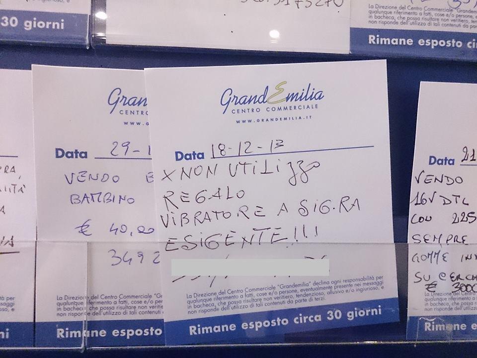 Annuncio della vendita di un vibratore