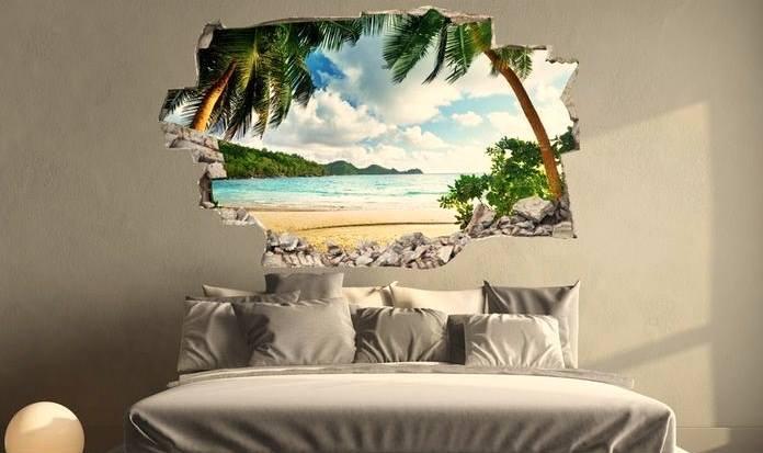 Foto Divertente: Camera matrimoniale con quadro di un paesaggio 
