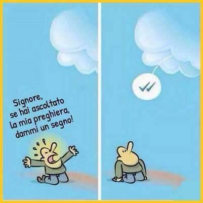 Uomo che chiede un segnale a Dio