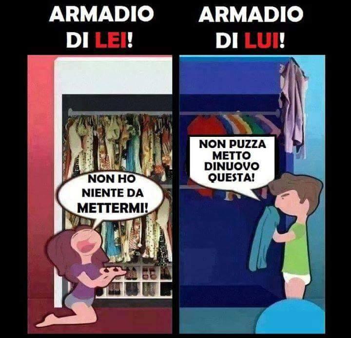 Foto Divertente: Confronto tra l'armadio di lei e di lui