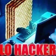Biscotto Loacker seduto davanti al pc 