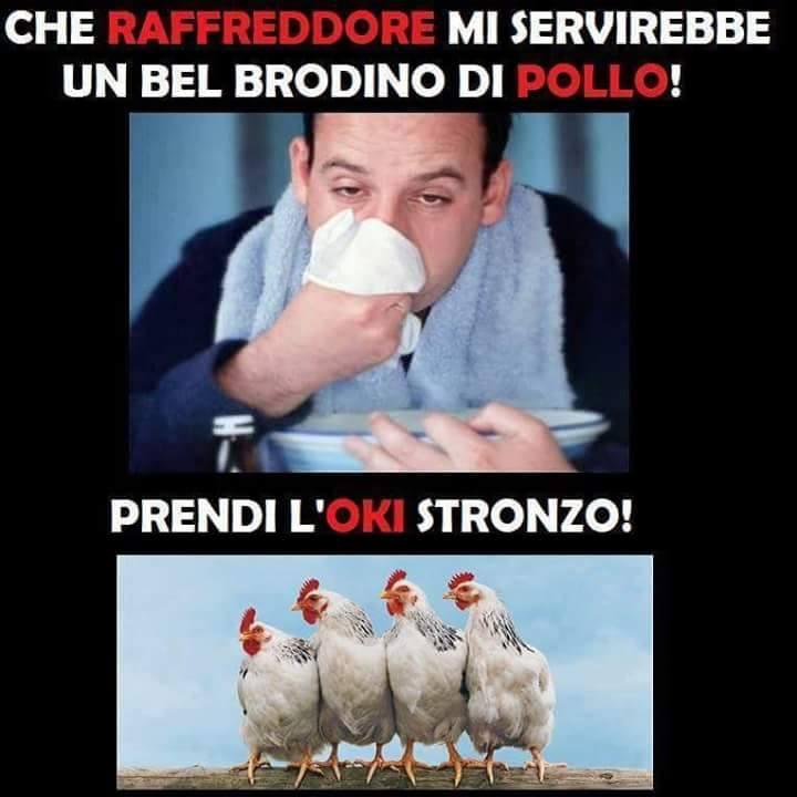 Foto Divertente: Uomo con raffreddore che vuole brodo di pollo!