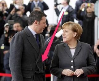 Merkel e Renzi con cappotto abbottonato male
