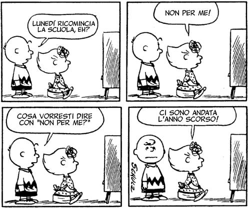 Foto Divertente: Linus: Sally non va a scuola perchè già stata l'anno scorso