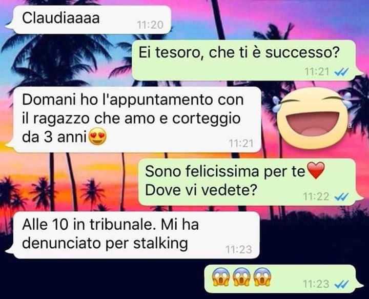 Messaggio dell'incontro con il fidanzato...in tribunale