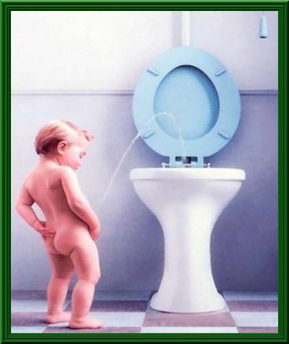 Foto Divertente: Bambino che fa la pipì dentro un grande wc