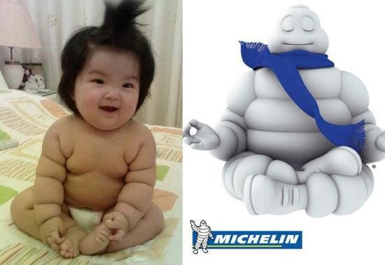 Bambino che assomiglia all'ometto michelin