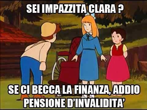 Clara che si alza dalla sedia a rotelle