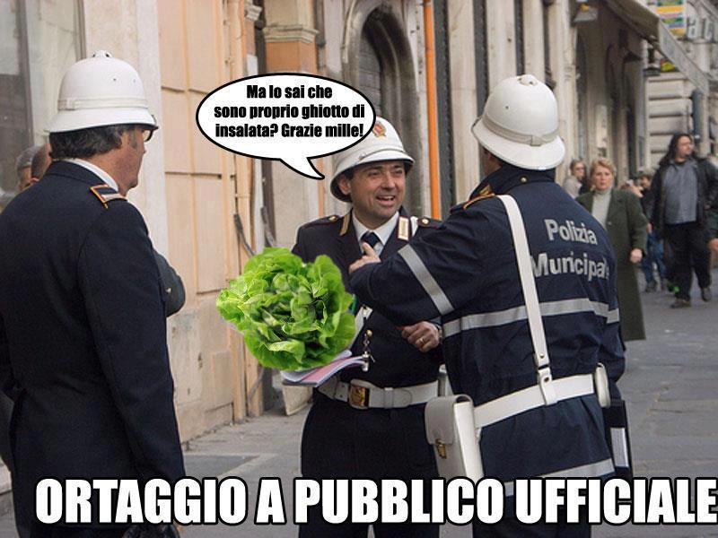 Foto Divertente: Vigile urbano che riceve dell'insalata