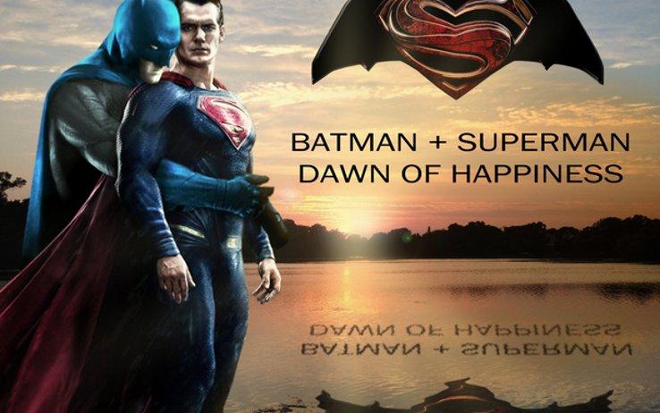 Batman e superman abbracciati