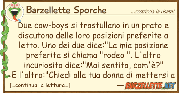 Barzellette Sporche due cow-boys trastullano prato