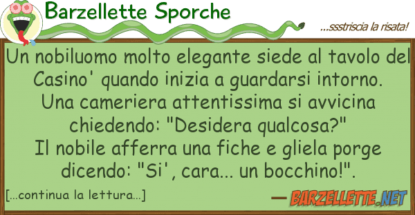 Barzellette Sporche nobiluomo molto elegante siede tav