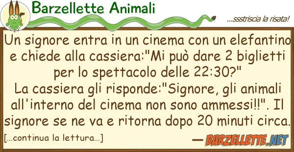 Barzellette Animali signore entra cinema ele