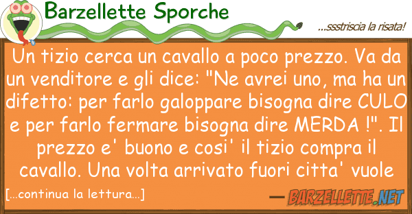 Barzellette Sporche tizio cerca cavallo poco prezzo.