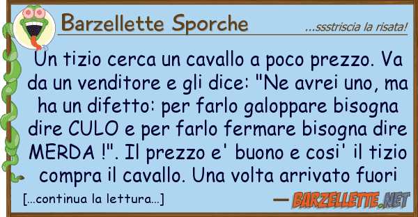 Barzellette Sporche tizio cerca cavallo poco prezzo.