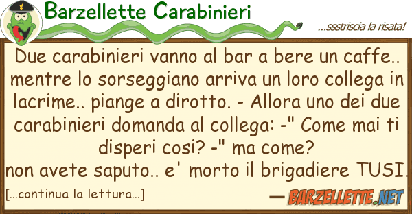 Barzellette Carabinieri due carabinieri vanno bar bere