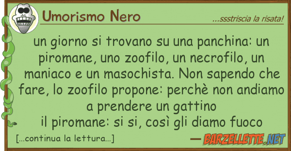Umorismo Nero giorno trovano panchina:
