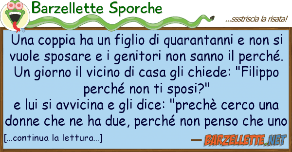 Barzellette Sporche coppia ha figlio quarantanni