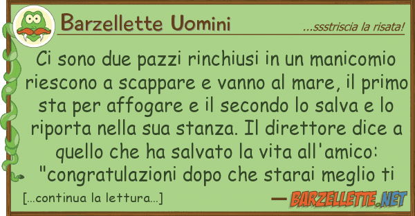 Barzellette Uomini sono due pazzi rinchiusi manico