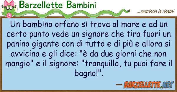 Barzellette Bambini bambino orfano trova mare