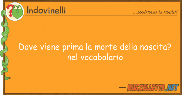 Indovinelli viene prima morte nascita?