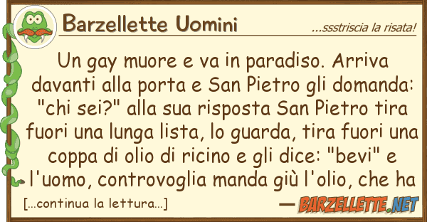 Barzellette Uomini gay muore va paradiso. arriva