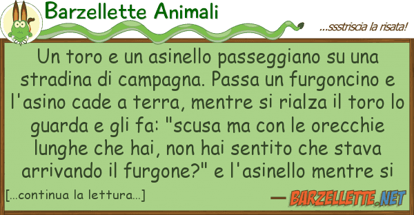 Barzellette Animali toro asinello passeggiano