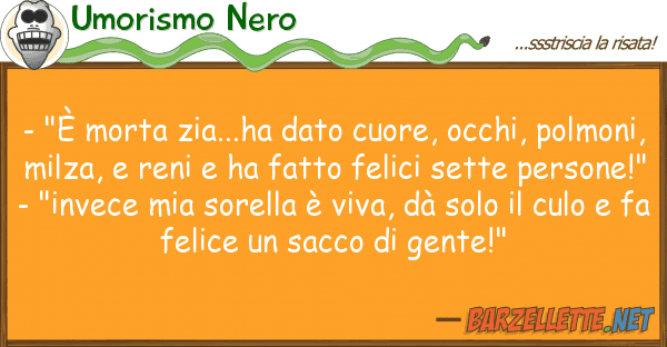 Umorismo Nero - "è morta zia...ha dato cuore, occhi,