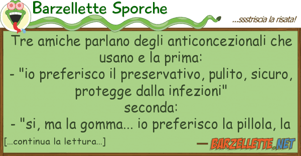 Barzellette Sporche tre amiche parlano anticoncezional