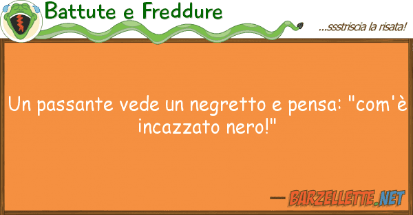 Battute e Freddure passante vede negretto pensa: "c