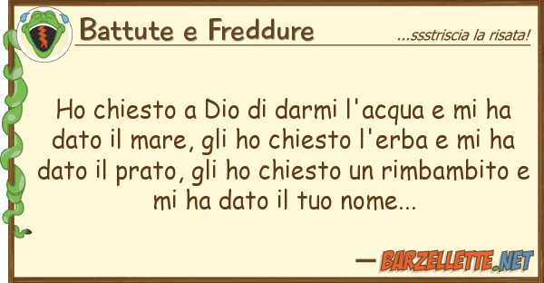 Battute e Freddure ho chiesto dio darmi l'acqua h