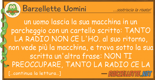 Barzellette Uomini uomo lascia macchina par